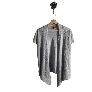 Eileen Fisher XS Gray Lightweight Crinkle‎ Texture Cardigan Open Front